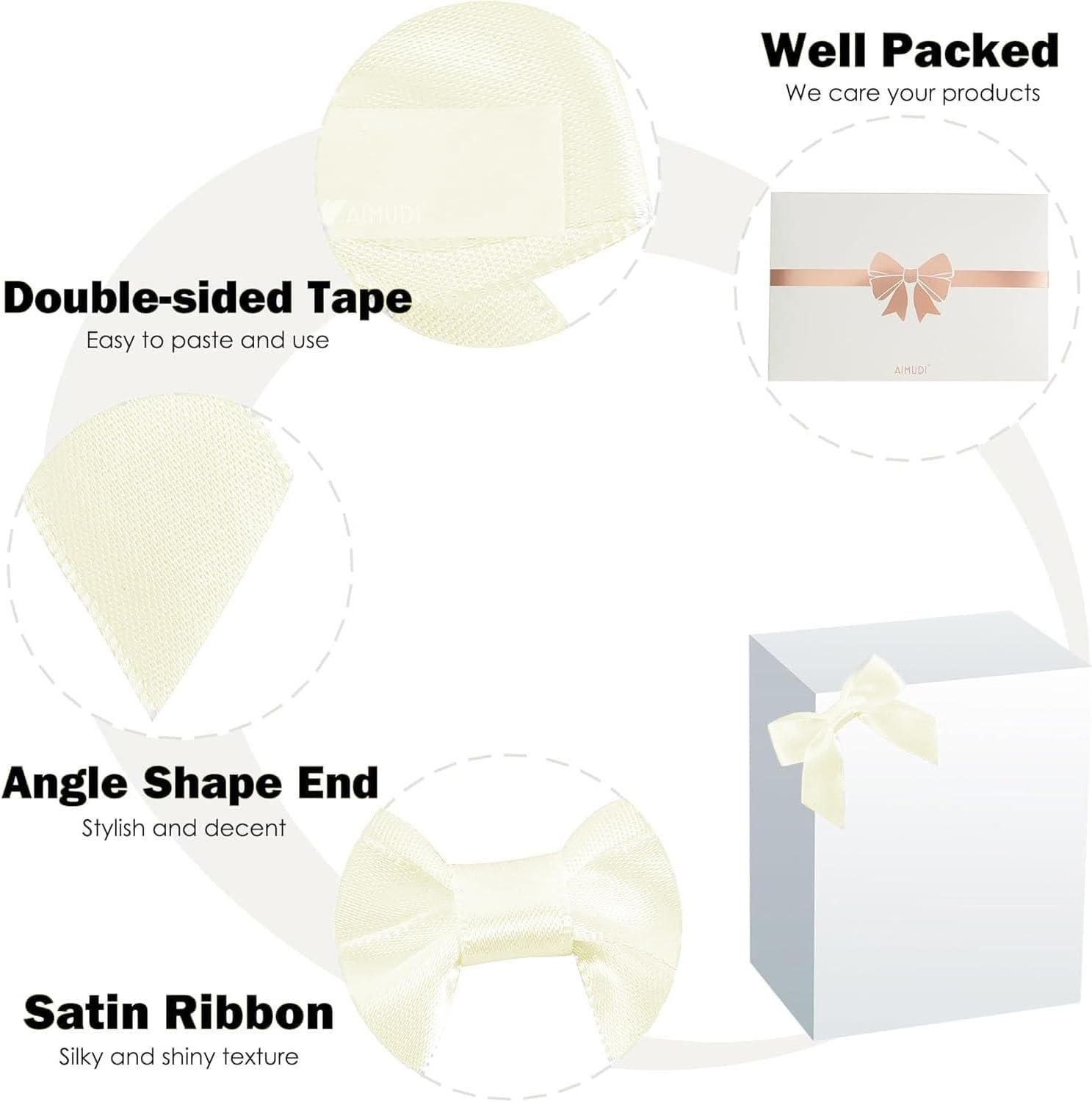 Shengsenfu 50 Pcs Satin Ribbon Bows, Bow Decorations for Party, Gift Wrapping, Weddings, Cake Mini Bow for Crafts Satin Decor Bows, Sweet Satin Ribbon Bowknots for Valentine'S Day (Beige)