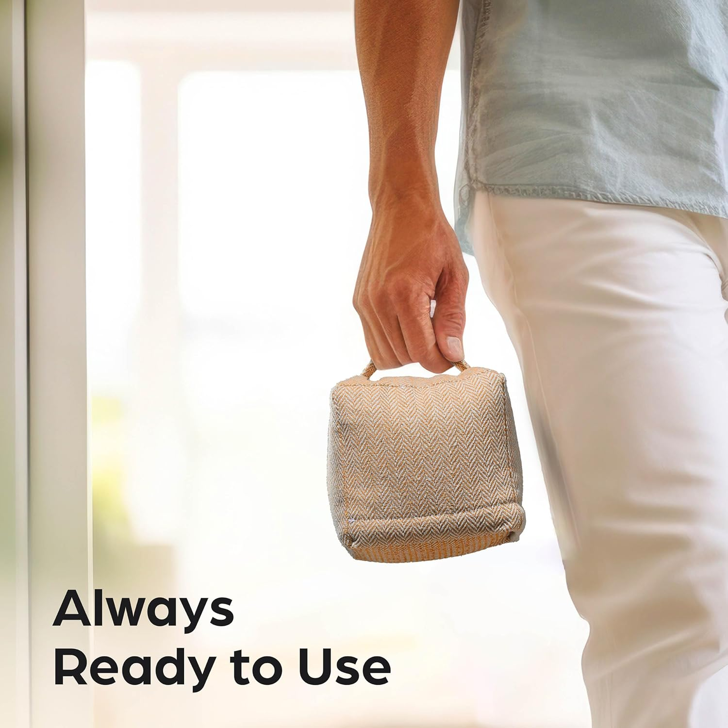 Praknu Door Stop Sack for the Floor - Extra Heavy 1 Kg - with Washable Cover, Carry Handle & Non-Slip Pads - for Home and Office (Beige)