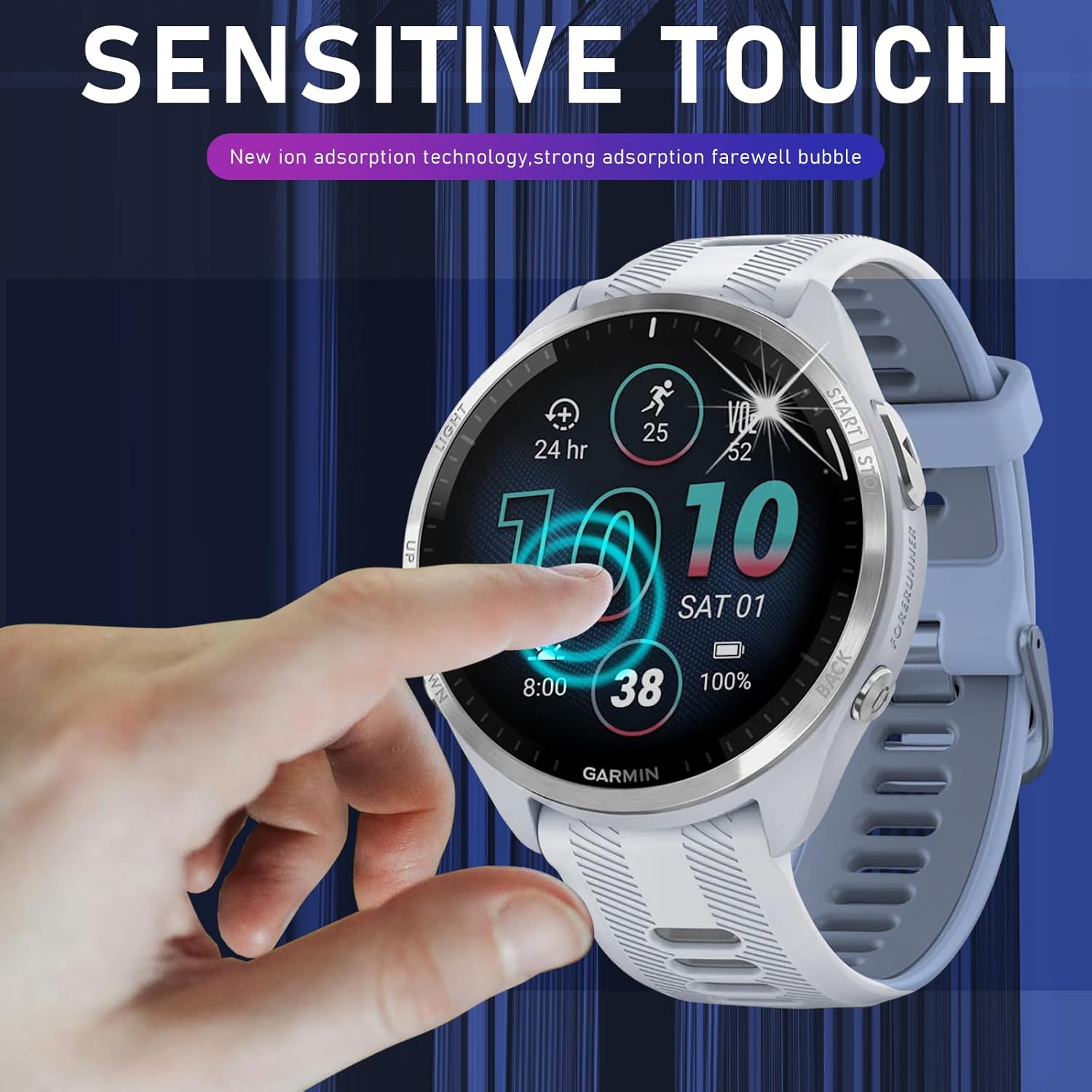 (3 Pack) Screen Protector for Garmin Forerunner 965/965 Solar, 9H Hardness Tempered Glass Screen Protector Film Guard for Garmin Forerunner 965