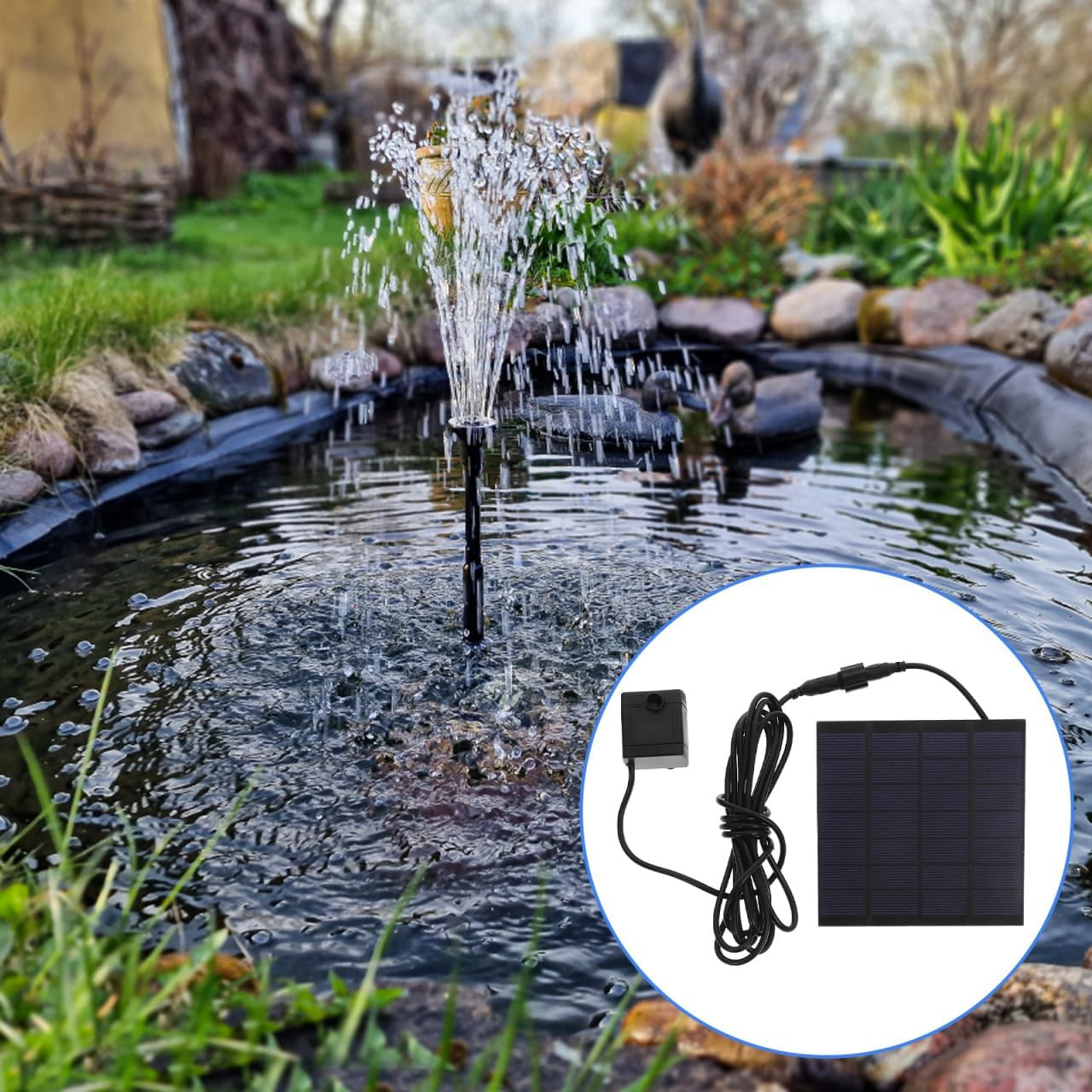 Ipetboom Solar Pond Pump Filter 7V 1W Submersible Water Pump Solar Power Fountain Pump Black for Pool Garden image number 2