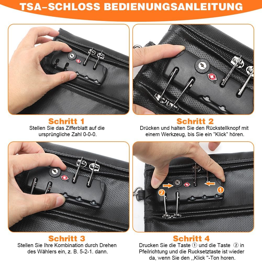 Fireproof Document Bag with Lock, 6400&deg;F 12-Layer Thermal Insulation, Fireproof Money Bag, 36 X 26 Cm, Double Zip Compartment, Fireproof Bag for Cash, Passport, Receipt, Valuables, Black image number 3