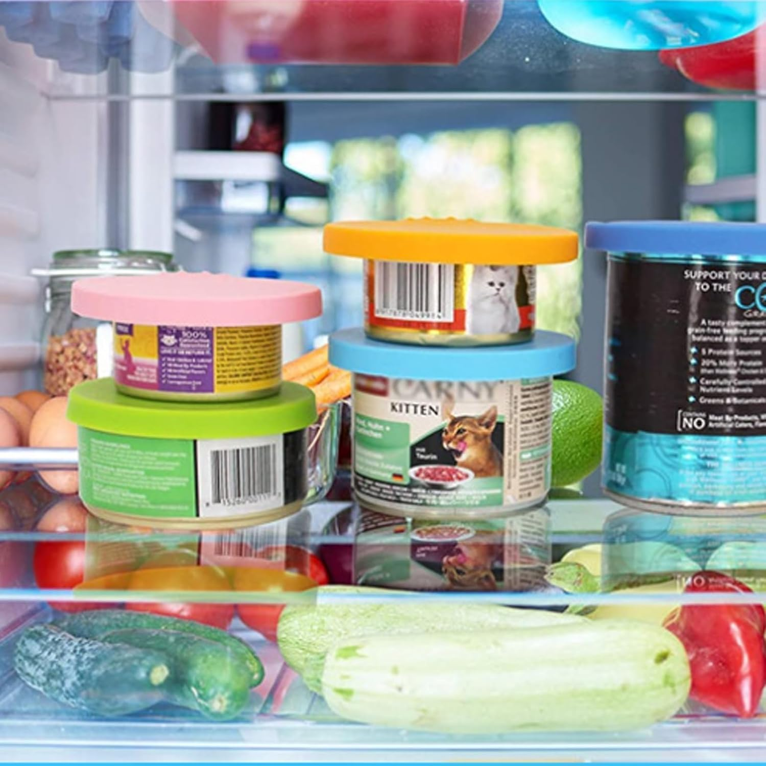 ANBOO 9-Piece Universal Silicone Lids Set of 6 Can Lids with 3 Spoons for Cats and Dog Food Cans Can Lid Cat Food Tin Fits Almost All Food Cans Dishwasher Safe image number 3