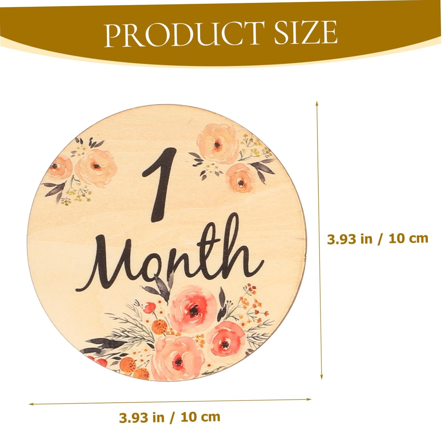 VANZACK 6 Pcs Wooden Monthly Milestone Cards Double Sided Flower Pattern Photo Props Newborn Growth Sign for Photography and Keepsake image number 6