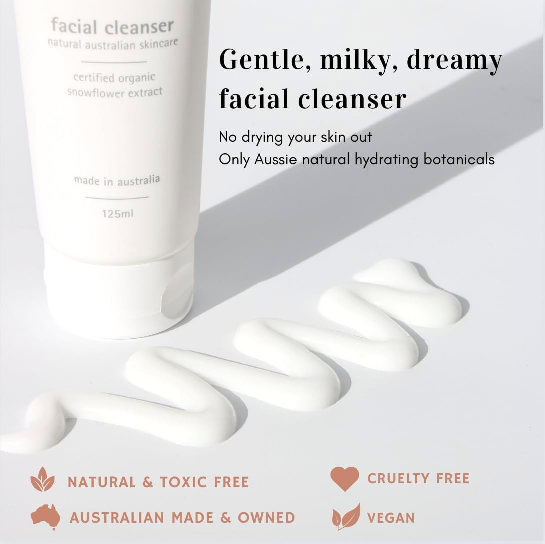 Snowflower Facial Cream Cleanser &ndash; Brightening & Hydrating Cleanser for Dry, Dull or Sensitive Skin | with Lemon Myrtle & Sunflower Seed Oil | Natural, Vegan, Australian Made image number 2