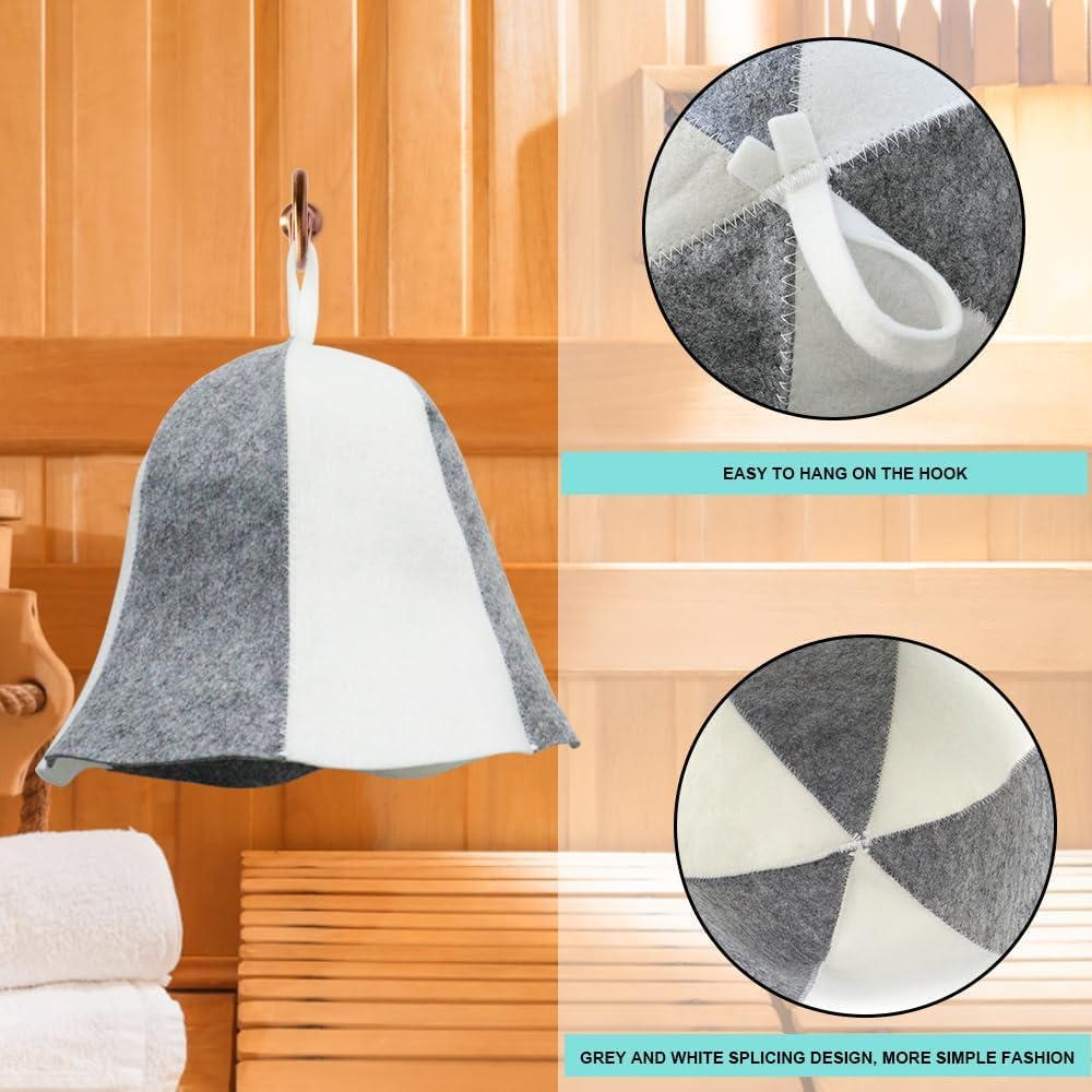 2 Pack Sauna Hat Polished Wool Hat for Sauna Wool Cap for Sauna Banya Bath House Head Protection Ukraine for Men Russian Banya Hat Unisex Bathroom Accessories for Women White image number 1