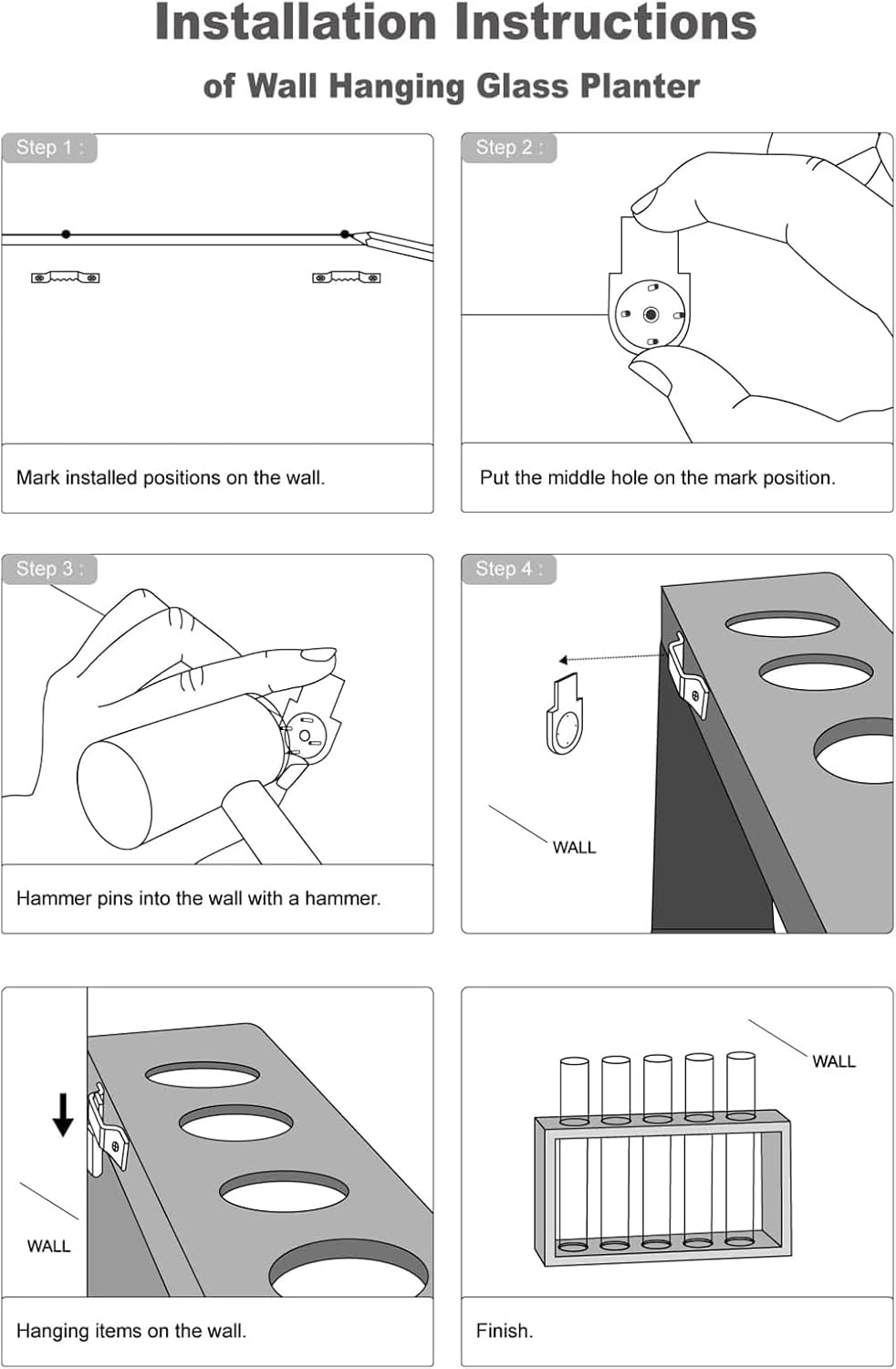 Hydroponic Plant Stand, Wall Hanging Test Tube Planter, Plant Terrarium with Wooden Stand and 5 Test Tubes, Tabletop Terrarium Planter for Home Office Decoration (Brown) image number 1