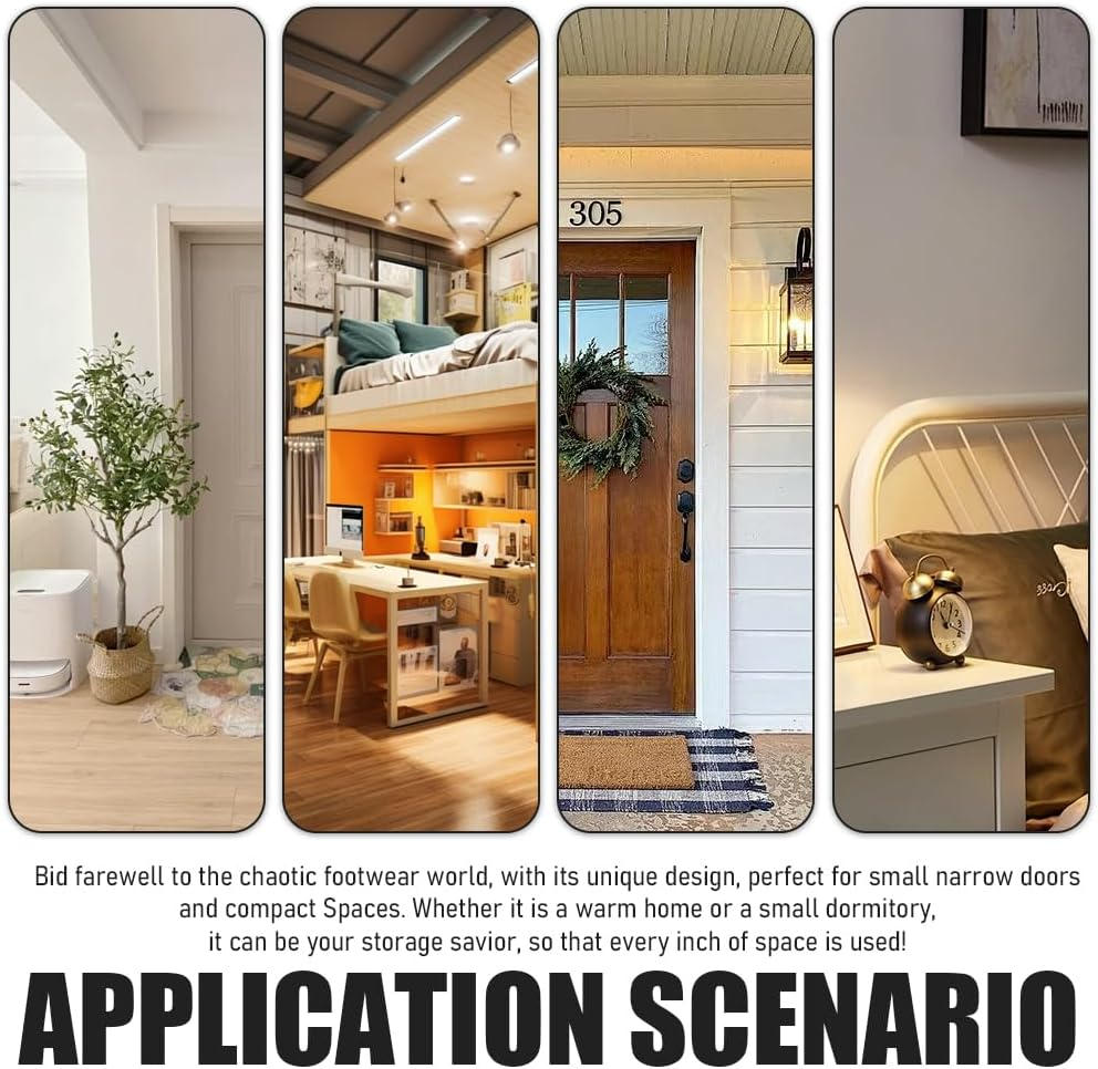 4-Tier Shoe Rack, Stainless Steel Shoe Storage Organizer, Stackable Shoe Tower Free Standing Shoe Shelf for Closet Entryway Balcony Living Room Bedroom (Black) - Black image number 5