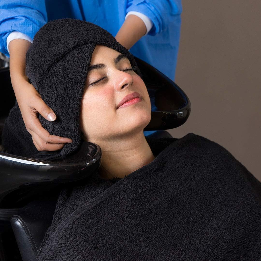 Avalon Salon Towels &ndash; 24 Pack Black Hand Towels 100% Cotton Spa Towels &ndash; 16X27 Inches Highly Absorbable Facial Towels Gym Towels Hair Towels and Face Towels Bulk Small Towels (Not Bleach Proof) image number 4