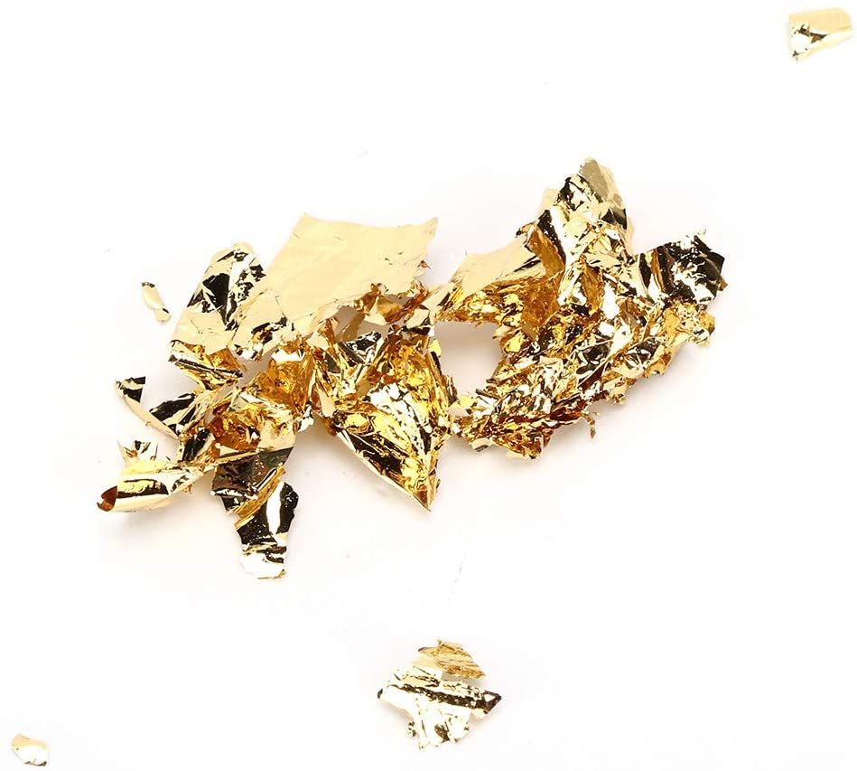 Gold Leaf Flakes, 10G Edible Gold Leaf Gold Foil Decor, Gold Foil Flakes, Decorative Gold Foil Paper for Food Dessert Decoration, Jewelry Making, DIY Crafts