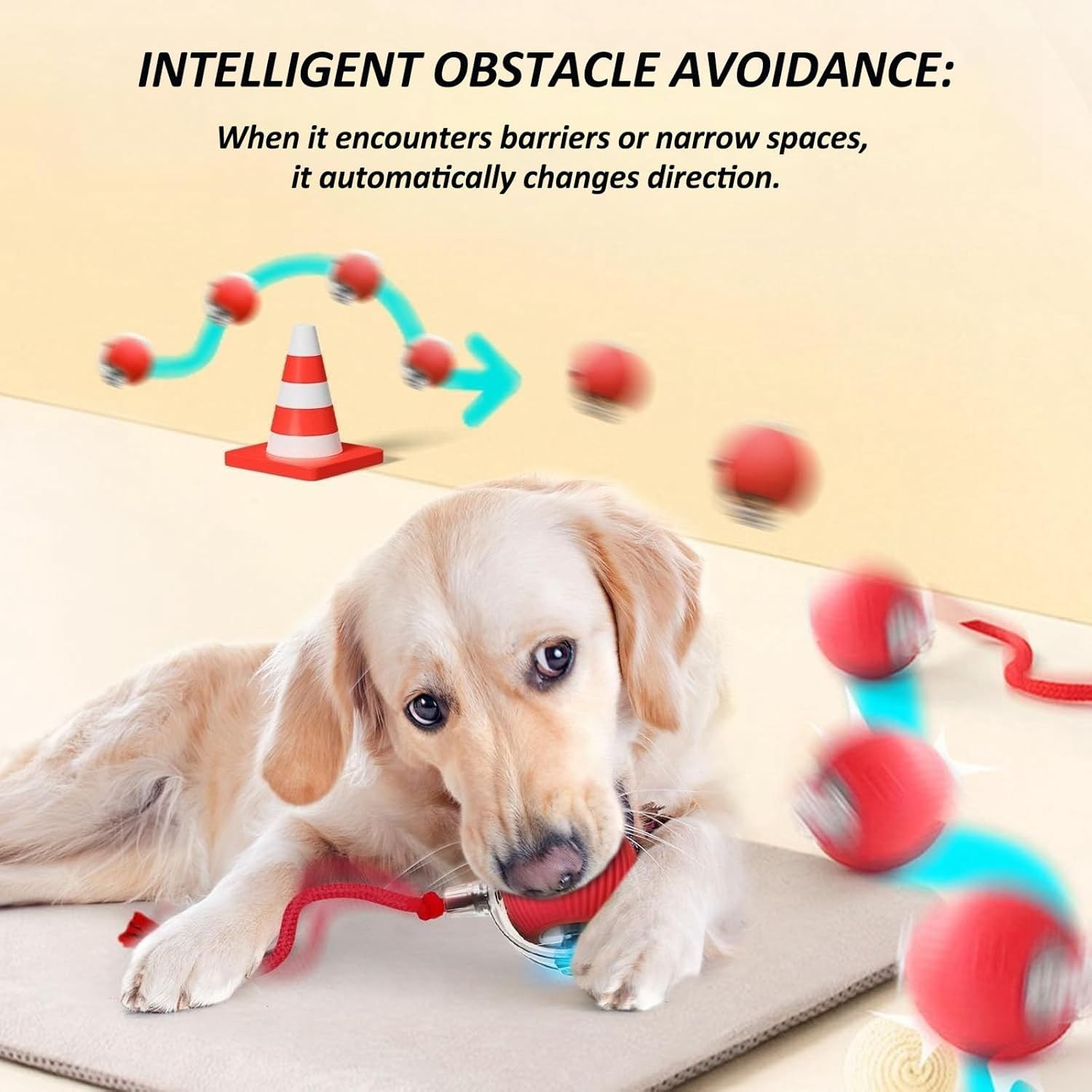 KIZCGE Cat Toys Ball, Interactive Cat Toy for Indoor Cats, 360&deg; Automatic Moving Cat Toy Ball, USB-C Rechargeable Kitten Toys (Red)