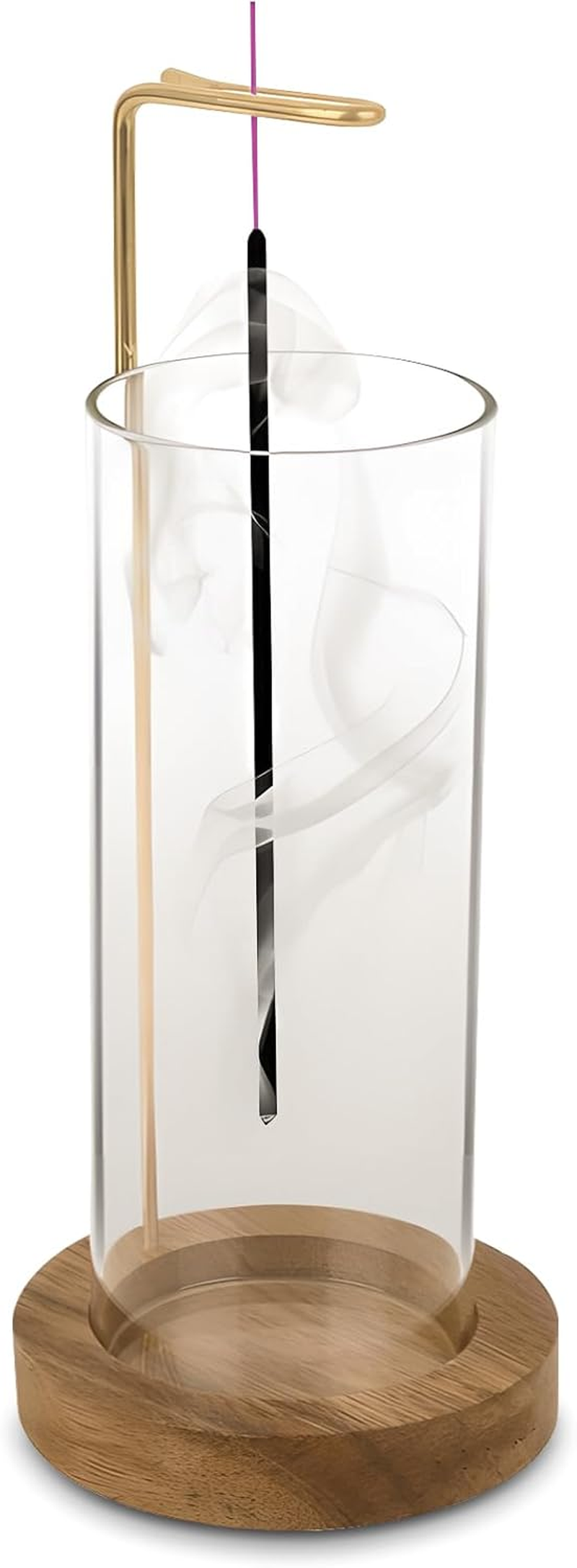 Wooden Incense Holder with Glass, Incense Stick Holder with Ash Catcher, Modern Incense Burner for Home Decor Yoga Meditation (Circular) image number 2