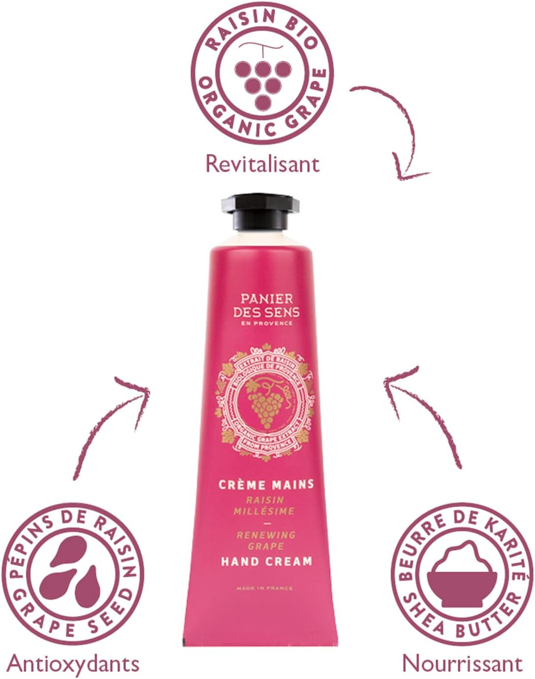 Panier Des Sens - Women'S Gift Box - Trio of Moisturizing Hand Cream Almond, Honey and Grapes - Gift Idea for Women Made in France - Gift Set for Her 97% Natural Ingredients - 3 X 30 Ml image number 1