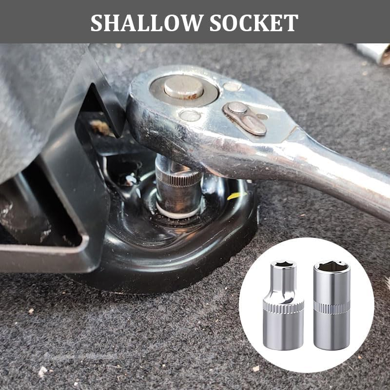 2Pcs 1/4-Inch Drive 13Mm Shallow Socket Set, 6-Point Cr-V Chrome Sockets, Metric Shallow Profile for Automotive Maintenance, Tight Spaces, Home DIY Tools image number 1