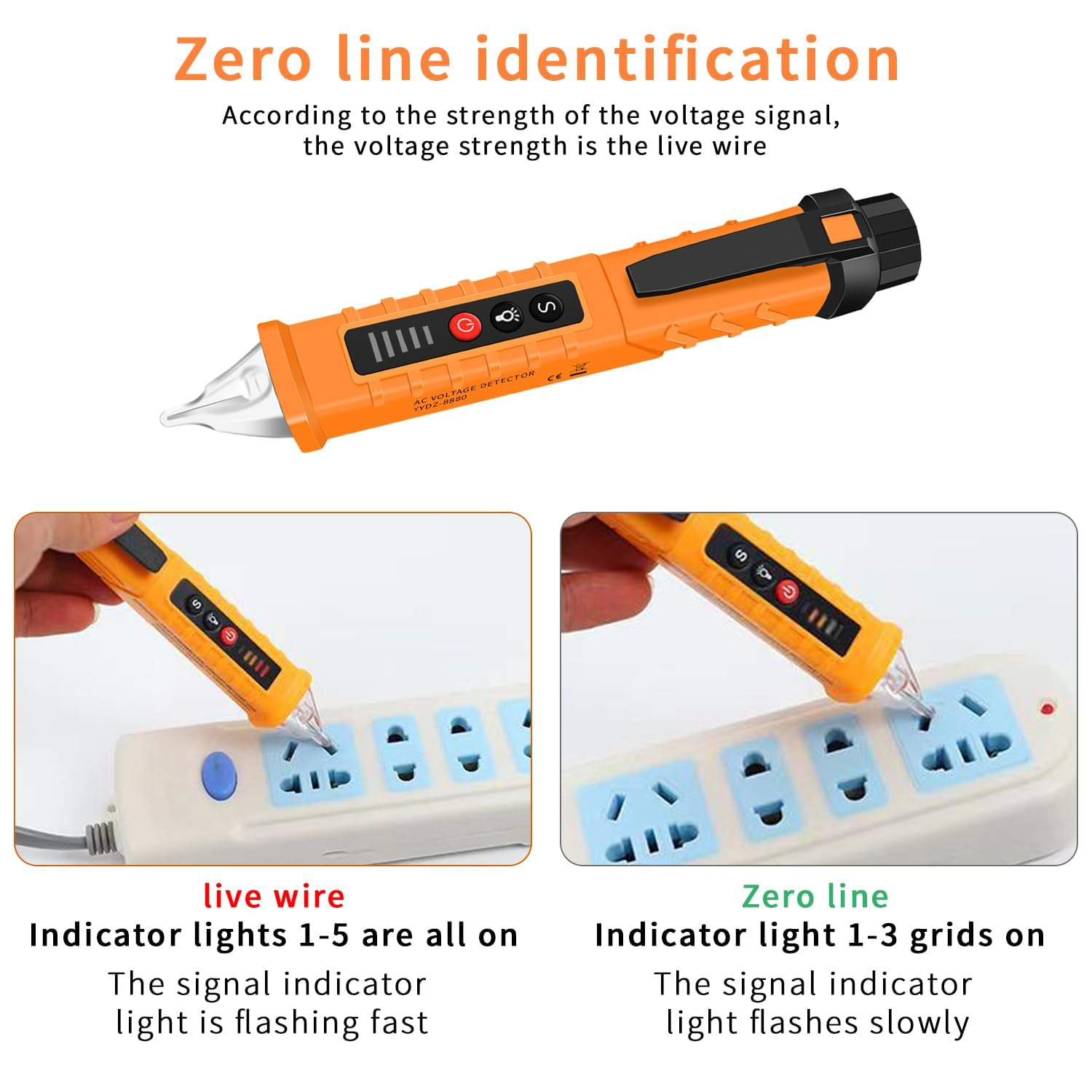 QUMOX Non-Contact Voltage Tester 12-1000V Adjustable Sensitivity AC Voltage Detector Pen Live/Null Wire Tester Buzzer Alarm Wire Breakpoint Finder image number 1