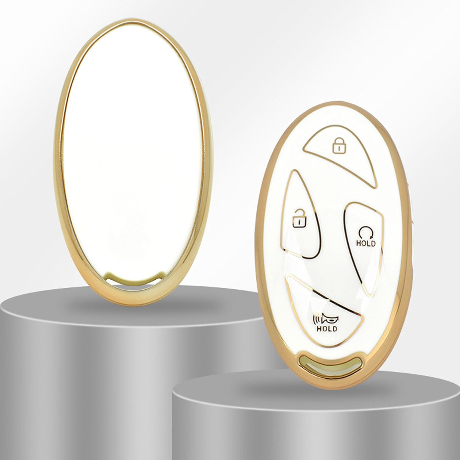 For Hyundai Key Fob Cover Key Fob Shell with Bling Keychain Fit for Hyundai Ioniq 6 Grandeur GN7 KONA 2023 2024 Smart Key (A-White-5B) image number 4