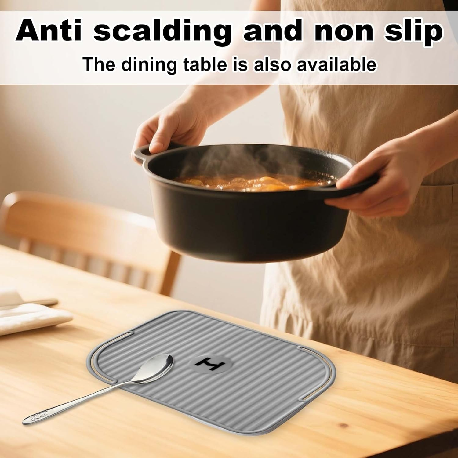 Heat Resistant Mat for Curling Irons, Hair Straighteners, Straighteners and Hair Styling Tools, Heat Resistant Silicone Non-Slip Mat to Protect Table from Burns, 21.8 X 16 Cm, Grey image number 5