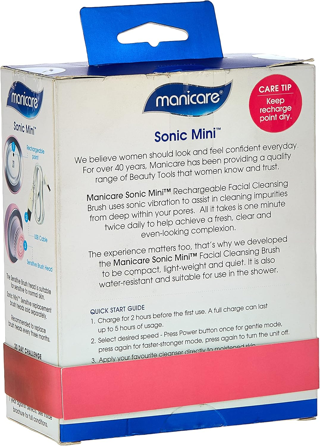 Manicare Sonic Rechargeable Mini Facial Cleanser Brush image number 1