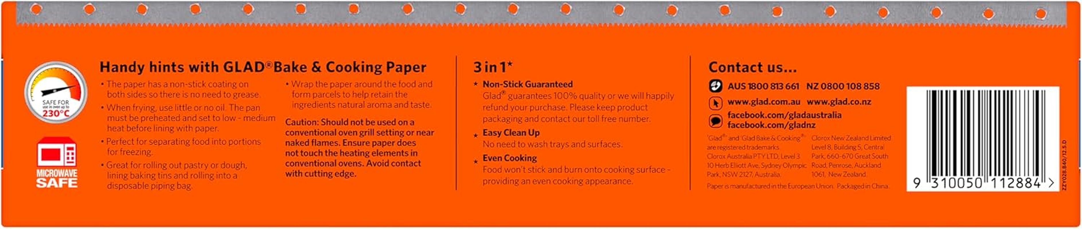 Glad Bake and Cooking Paper, 40 Metre Non-Stick Baking Paper from Glad for Everyday Use, 40M X 30Cm, 1 Count image number 1