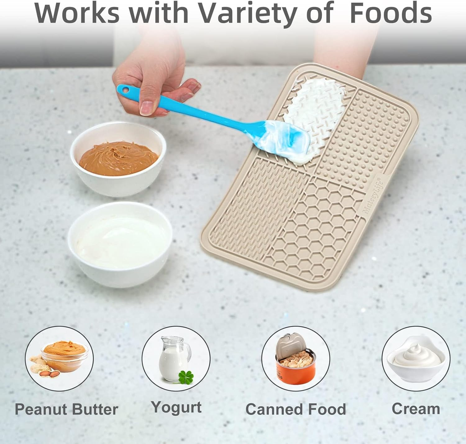 Mateeylife Large Lick Mat for Dogs with Suction Cups, Slow Feeder Bowl, Anxiety Relief Toy, Enrichment for Bathing, Cat Pad for Boredom image number 6