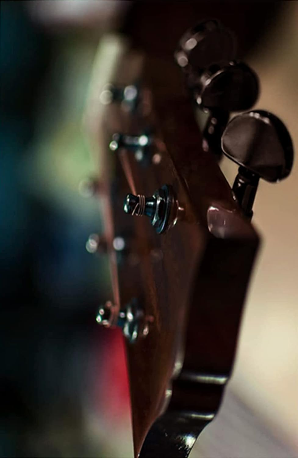 6PCS Metal Big Semicircle Guitar Tuning Peg Buttons,Tuning Key Button Heads Tuners Machine Handle for Folk Electric and Acoustic Guitar (Black) image number 4