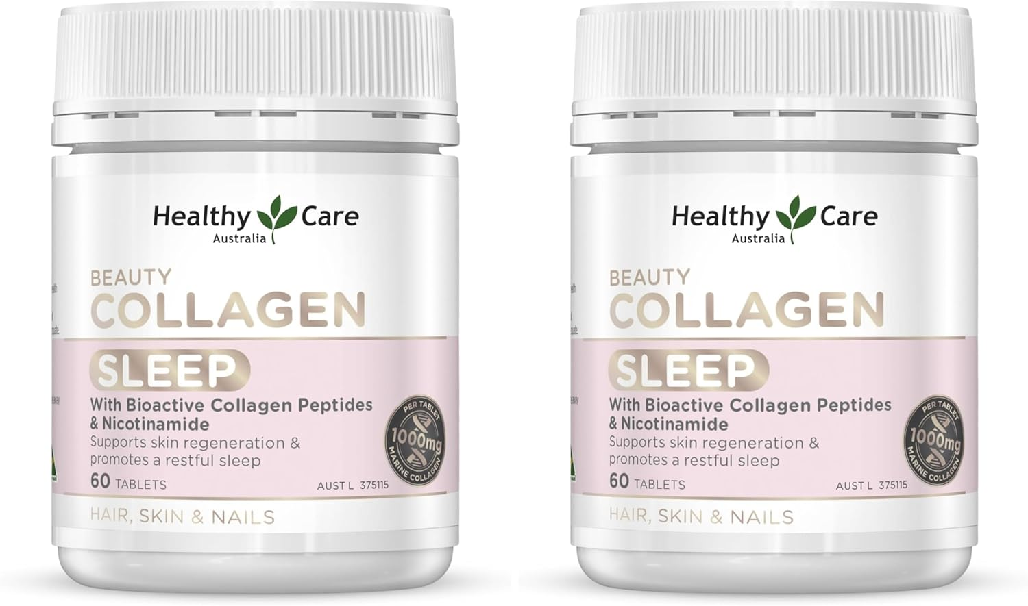 Healthy Care Beauty Collagen Sleep Capsules - Supports Skin Health and Promotes Restful Sleep - Premium Dietary Supplement - All-Natural Ingredients - 60 Tablets - 60 Count (Pack Of 2)