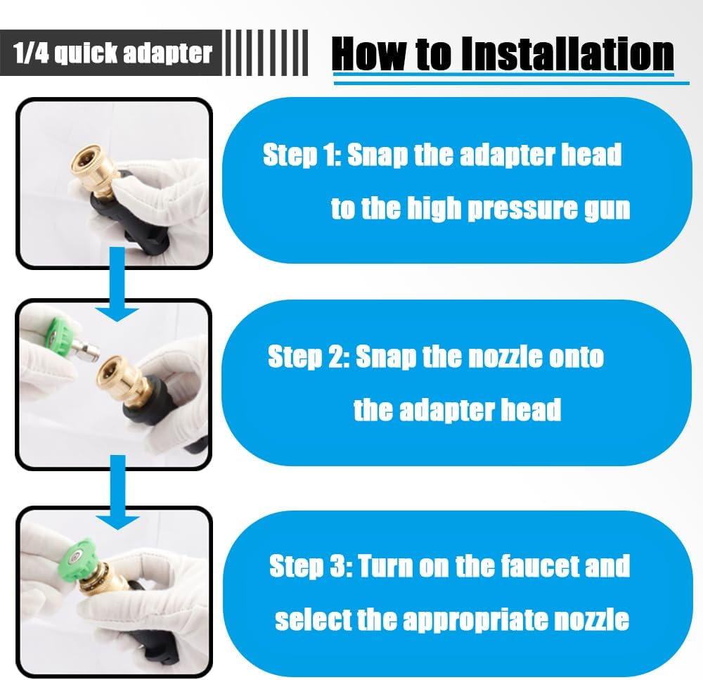 Yakamoz High Pressure Washer Gun Adapter, 1/4'' Quick Connect Pressure Washer Adapter with Brass Female for K Series K2-K7,Foam Gun Parts image number 6