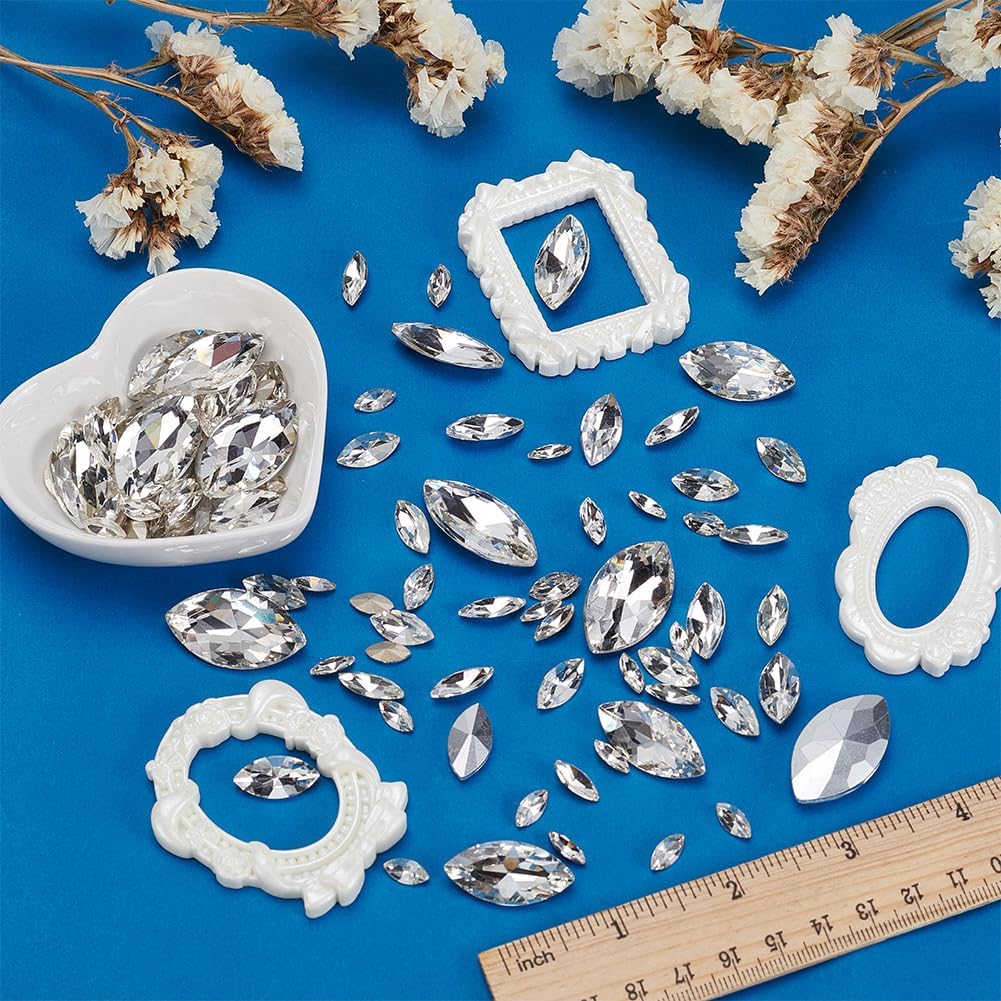 FINGERINSPIRE 94 Pcs Pointed Back Rhinestone 6 Sizes Glass Rhinestones Gems Clear Horse Eye Jewels Embelishments with Silver Plated Back Crystals Stones for Craft Decor Jewelry Making - Transparent image number 2