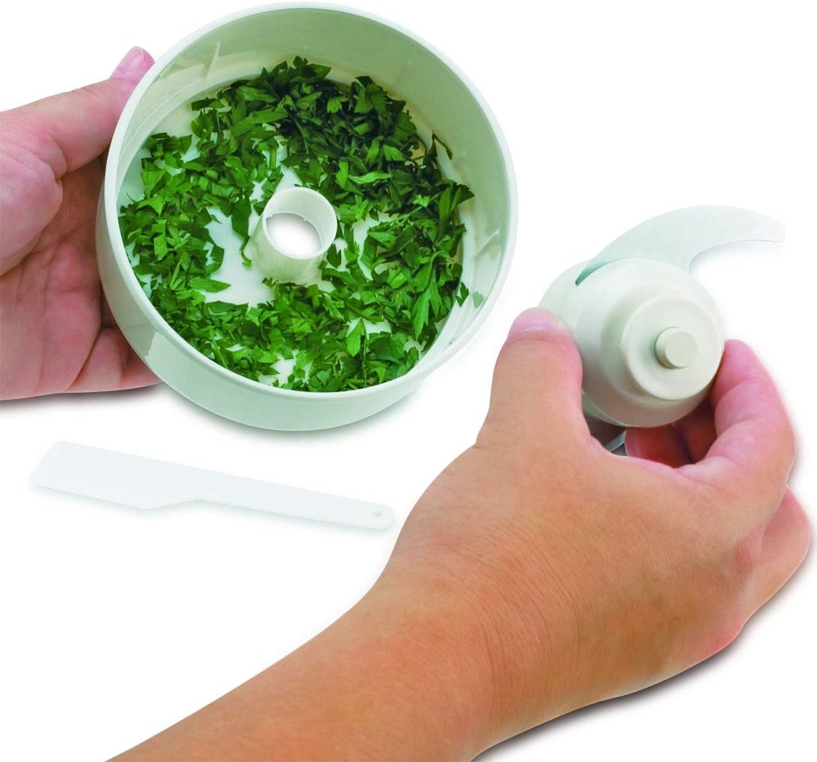 Moulinex AD5601 Moulinette Chopper, 800 W, Chopping, Mixing and Short, System 1-2 - 3 Quick Operation, Stainless Steel Blade, White and Red, Black image number 4