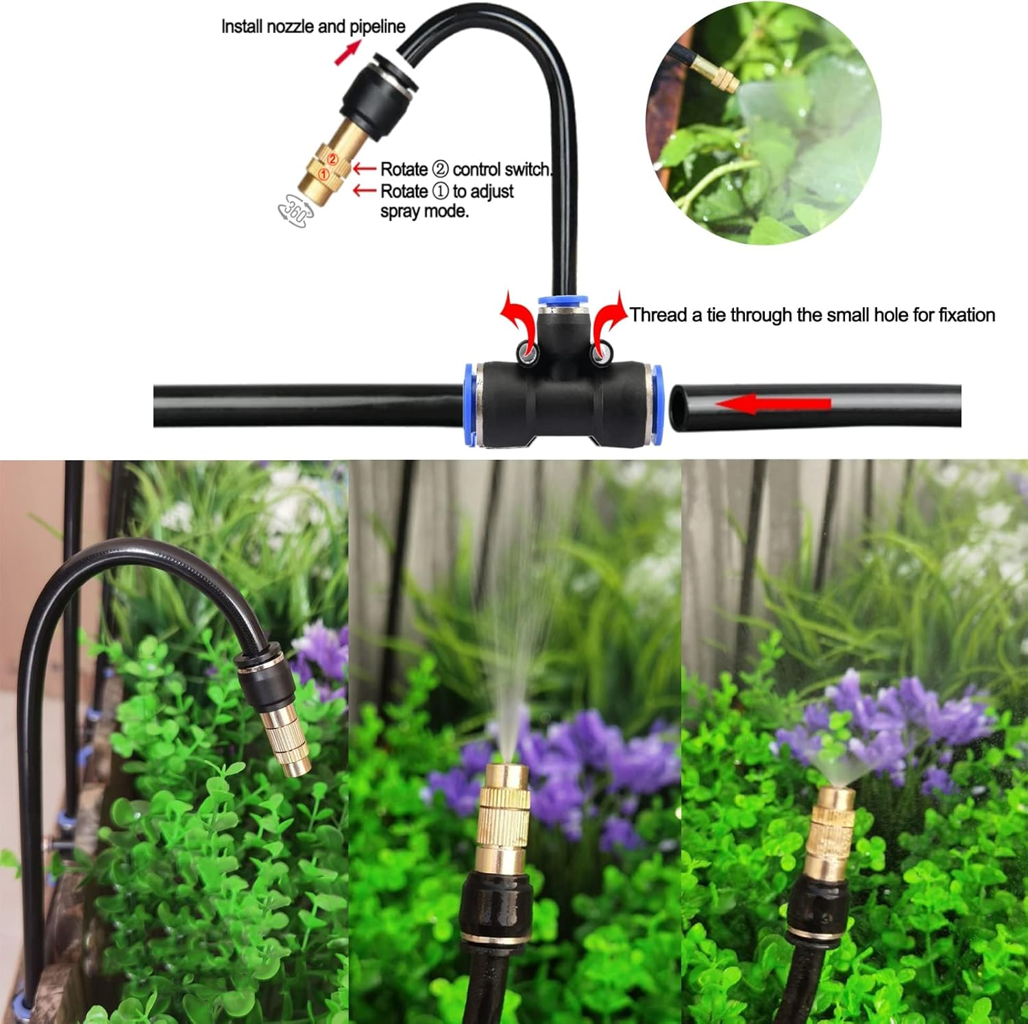 New Drip Irrigation System,Automatic Irrigation System with Replaceable 360-Degree Bending Dropper,Adjustable Atomizing Copper Nozzle for Watering System Garden Plants.(Automatic Timer) image number 2