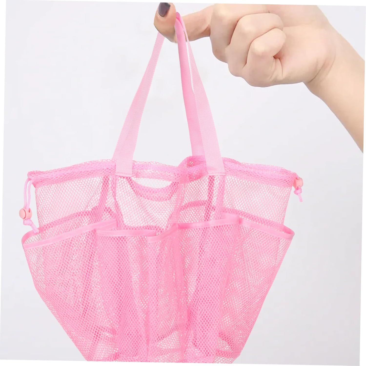 CALLARON Portable Mesh Storage Bag Cute Toiletry Bag Mesh Drawstring Pockets for Travel Makeup Beach Swimming and Daily Essentials Organizer image number 4