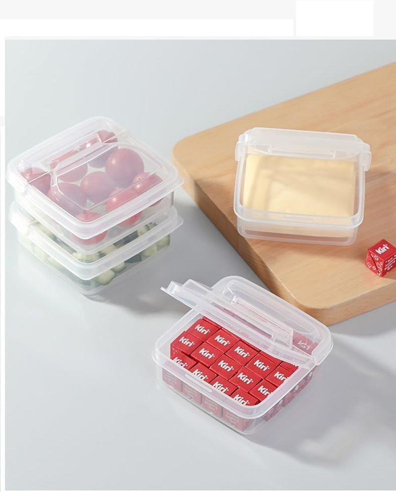 4 PCS Cheese Storage Containers with Flip Lids, Sliced Cheese Container for Fridge, Clear Plastic Butter Block Cheese Slice Storage Box Portable Freezer Food Storage Containers image number 2