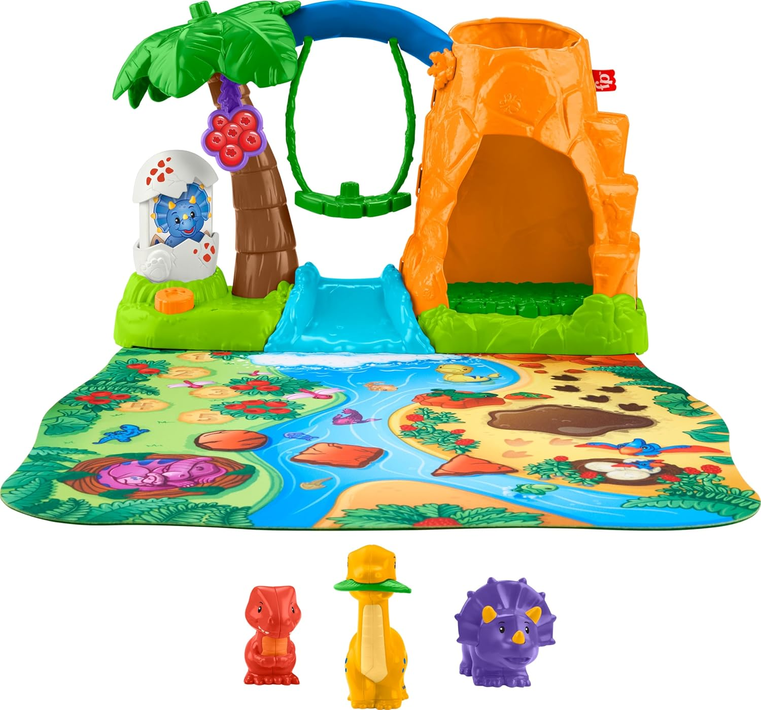 Little People Toddler Toy Dinosaur Village Playset & Play Mat with 3 Figures for Pretend Play Kids Ages 1+ Years image number 1
