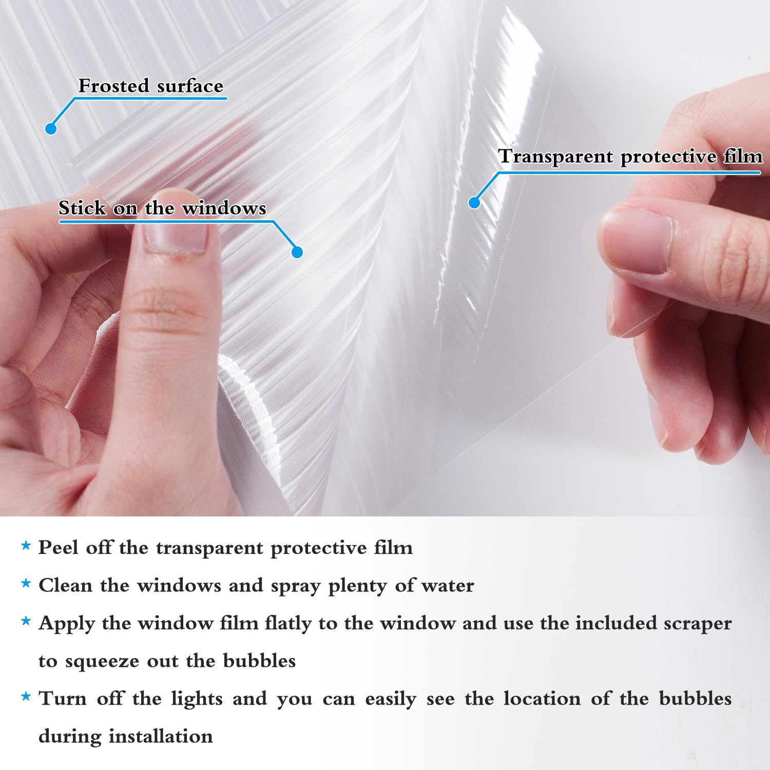 Sevenpers Opaque Film Privacy without Glue Vinyl anti UV Static Cling No Glue Window Sticker Cover with Installation Kit 44.5 X 400Cm image number 6