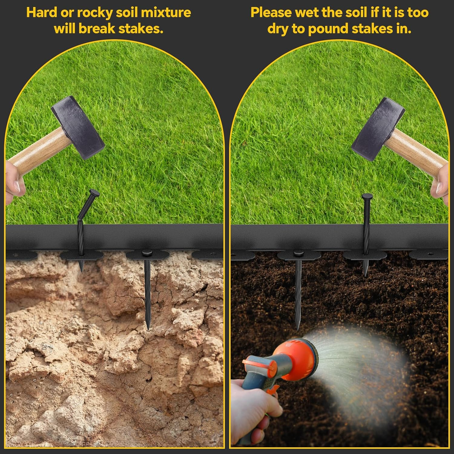 Fixmend Garden Edging, 32.8FT Garden Edging Border with 30 Pegs, Plastic Garden Borders Edging, Flexible for Flower Beds Edging, Grass Edging, Lawns and Paths