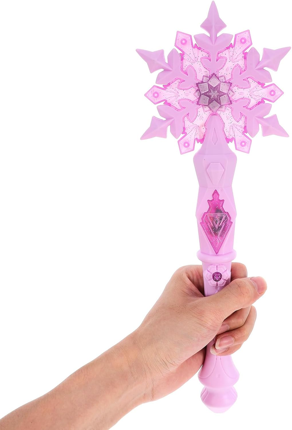 Snowflake Wand for Kids - Glowing Fairy LED Wand with 3 Light Modes, Christmas Role Play & Holiday Party Favors (Shatterproof Design, Replaceable Batteries) - Sky-Blue image number 4