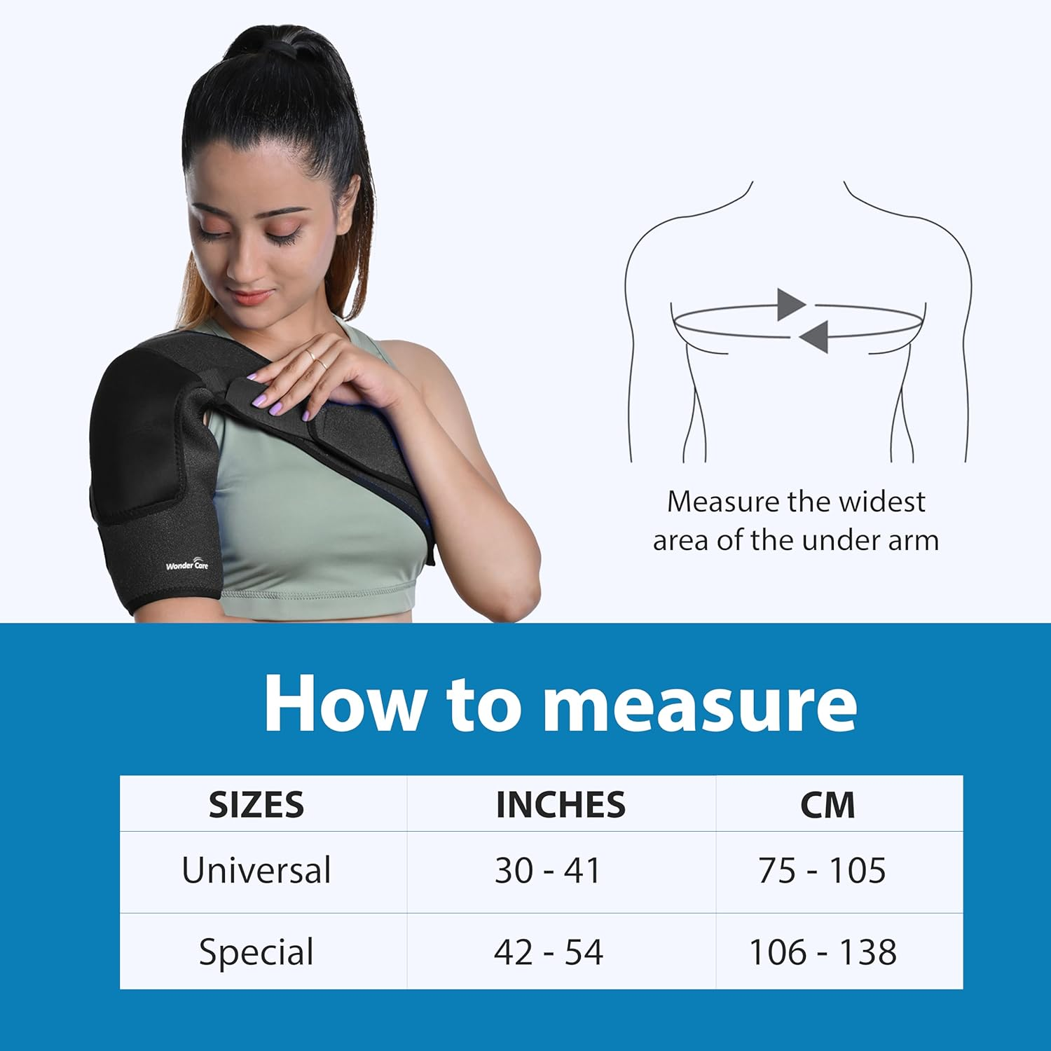 Wonder Care Rotator Cuff Brace for Shoulder Pain Relief Neoprene Shoulder Support Brace for Men and Women for Dislocated, Frozen, Mouse Shoulder, Rotator Cuff Pain Relief Wrap (Special Size: 36"-48") image number 5