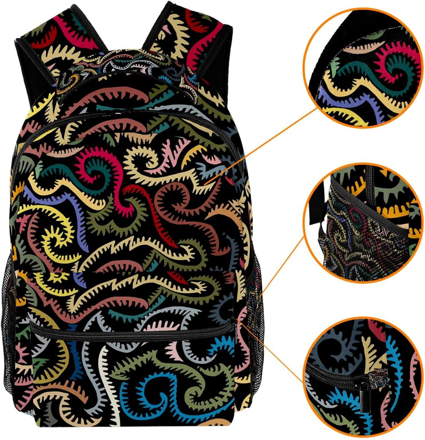 Convoluted Lines Texture Backpack Students Shoulder Bags Travel Bag College School Tote Backpacks