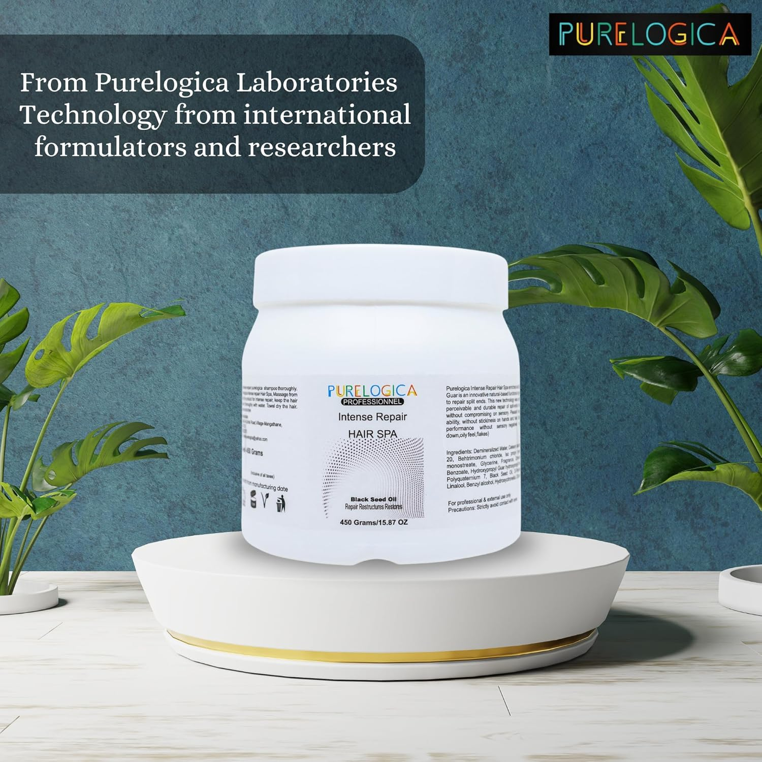 Purelogica Professional Intense Repair Home Spa Hair Mask for Hair and Scalp Generative Intense Repair, Hydration and Build Intense Strength to Cortex & Moisturise Hair Shaft for Men & Women - 450Gm image number 3