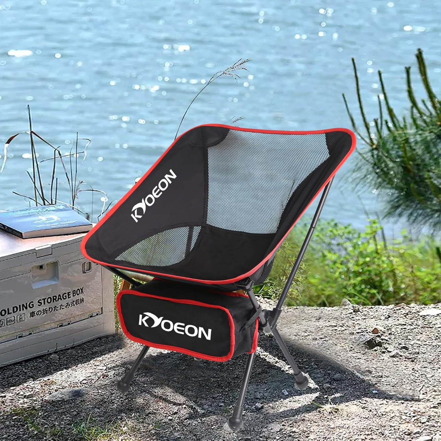 Foldable Camping Chair, Ultralight Beach Chair, 150 Kg Durable Folding Backpacking Chair with Robust Frame and Comfortable Backrest for Outdoor, Beach, Picnic, Hiking, Lawn image number 4