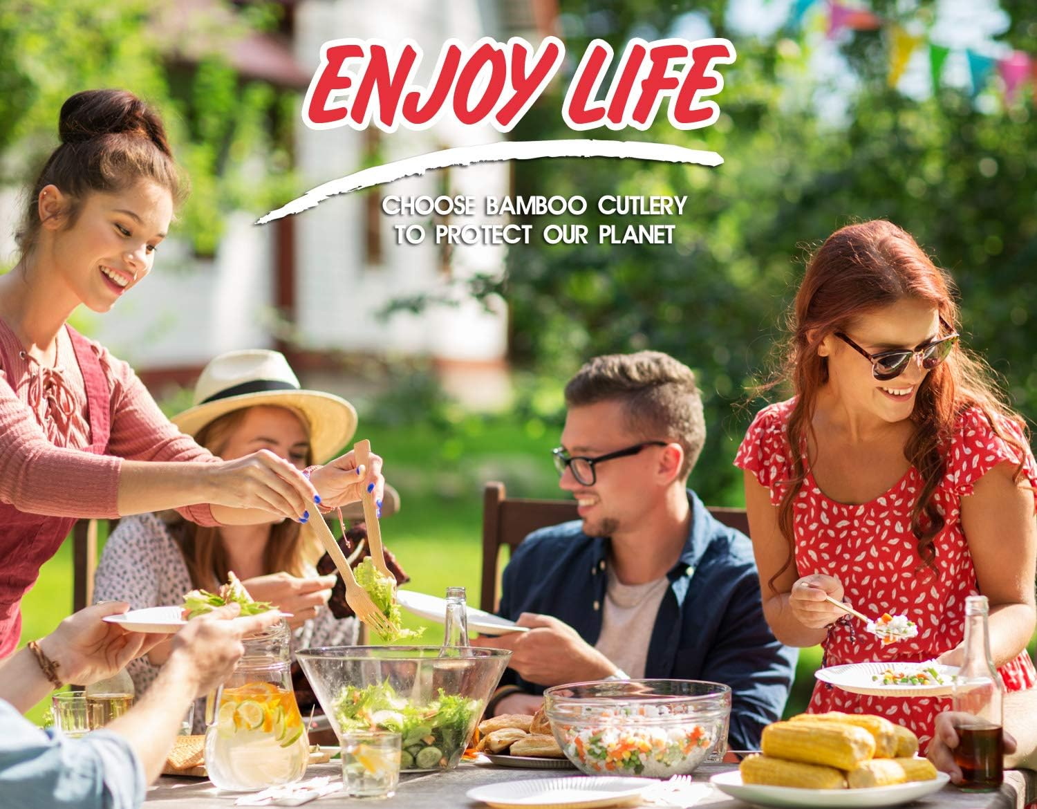 Bamboo Disposable Utensils (200PK: 80 Forks 80 Spoons 40 Knives) Compostable Eco Friendly Natural Biodegradable Bamboo Utensil/Cutlery Set Disposable Forks Knives and Spoons Set image number 3