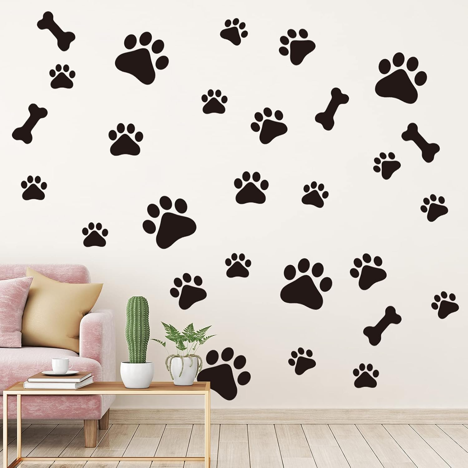 Epakh Dog Paw and Bone Print Stickers Removable Puppy Paw Wall Decals Decoration Animal Footprint Gifts for Dog Lover Bedroom Living Room(Dog Paw)