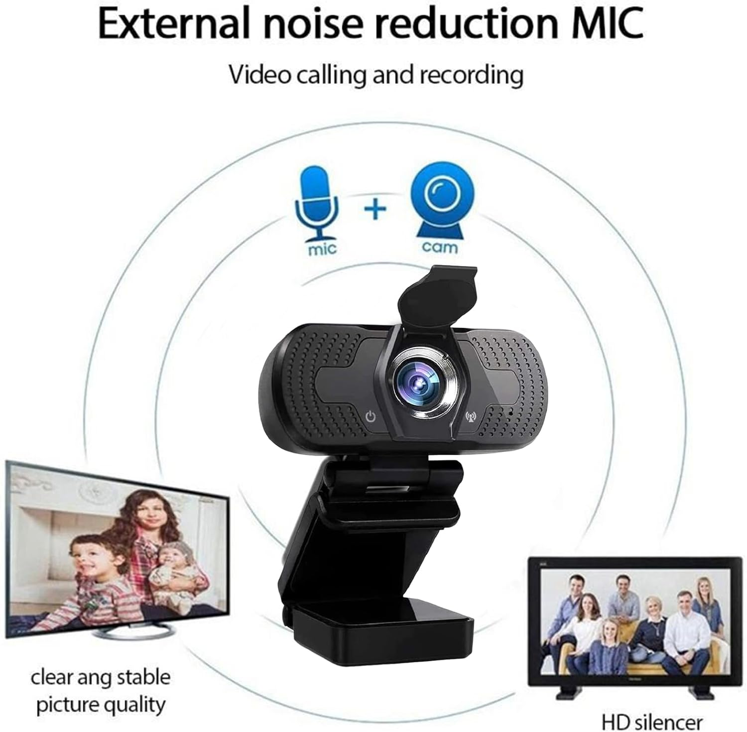 1080P Webcam with Stereo Microphone USB Web Camera 110 Degree View Angle HD Webcam for Video Calling Recording Conferencing Streaming Gaming on Desktop Laptop image number 4