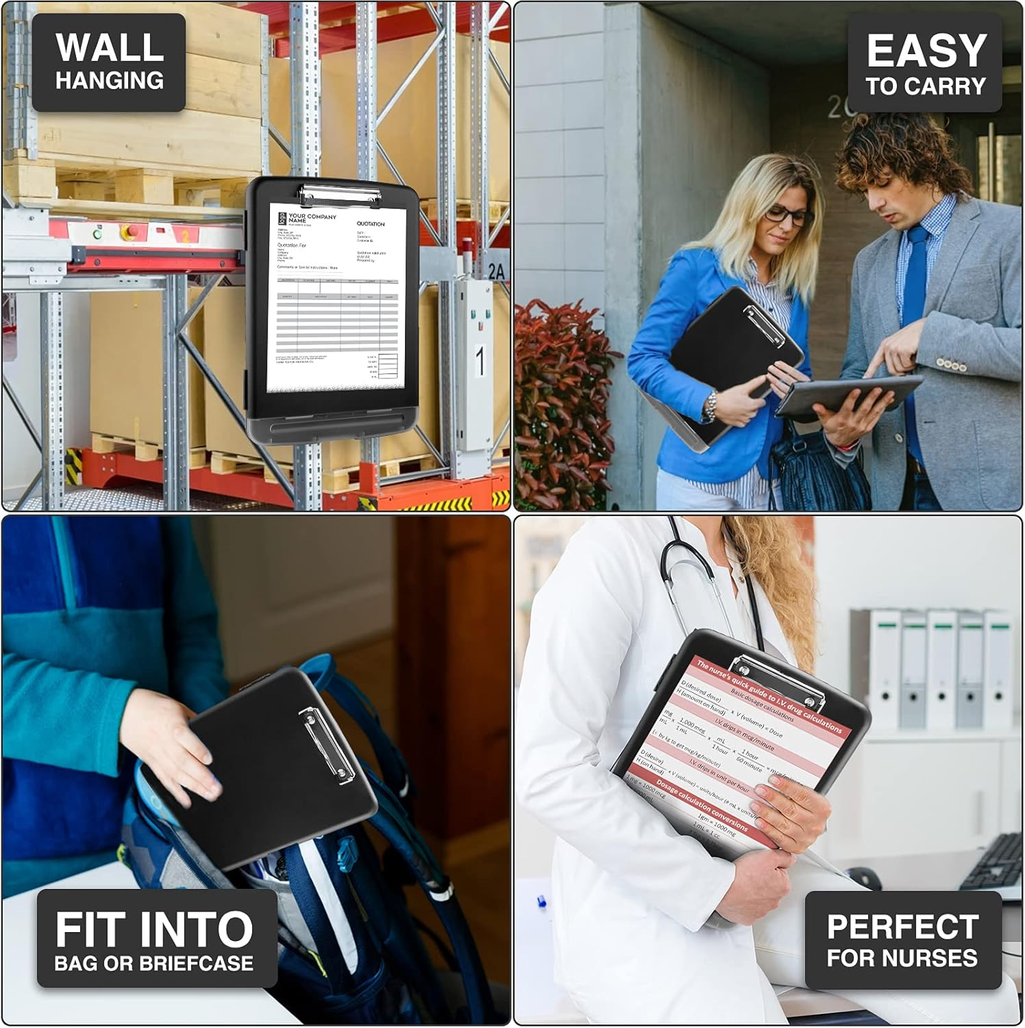 Sooez Clipboard with Storage, High Capacity Nursing Clipboards with Pen Holder, Heavy Duty Plastic Storage Clipboard with Low Profile Clip, Clipboard Folder Side-Opening, Smooth Writing for Office image number 5