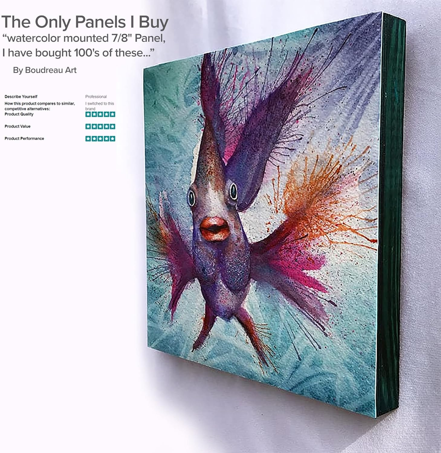 Da Vinci Pro Birch Wood Panel 1-5/8 Deep &ndash; 5X5" 6-Pack - Fine Textured, Warp Resistant, Lightweight & Rigid &ndash; Perfect for Mounting Sanded Pastel or Watercolor Paper, Linen or Canvas image number 3