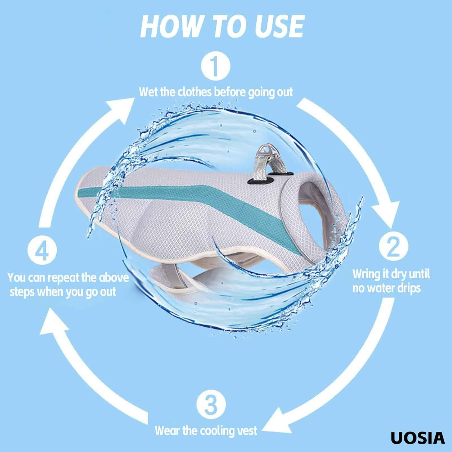 UOSIA Dog Cooling Vest Harness Extra Large Dog Cooling Jacket Lightweight Adjustable Puppy Vest with D-Ring and Reflective Cooling Shirt for Dogs Evaporation image number 1