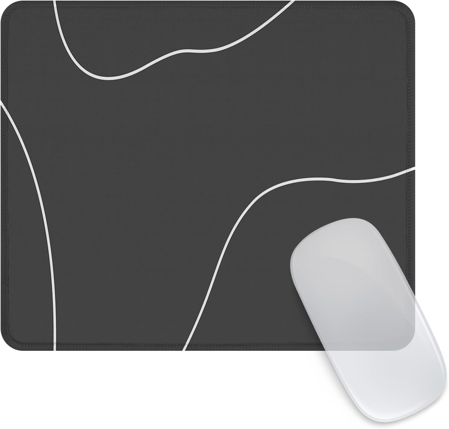 Square Aesthetic Cute Heart Mouse Pad Office Home Personalized Mouse Mat Waterproof Mouse Pad Non-Slip Rubber Base Computer Mouse Pads for Wireless Mouse,Black（Line）