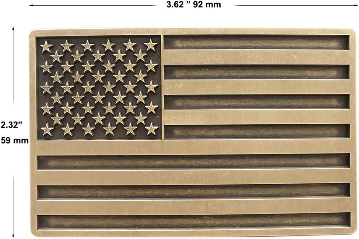 Vintage Bronze Plated American USA Flag Belt Buckle for Men