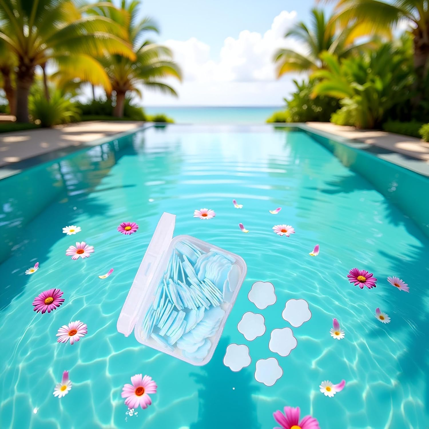 Rosojodg 100Pcs Blue Mini Portable Travel Sheets,Flower Shape Disposable Paper Soap Flakes, Cleaning Washing Hand Toiletry Paper Soap Sheets Hand Wash image number 3