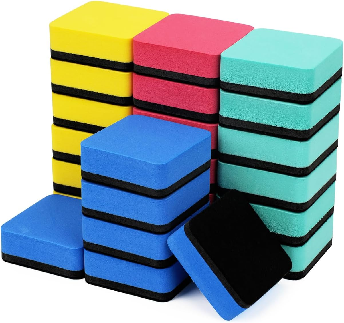 Magnetic Whiteboard Eraser, 10 Pcs Dry Eraser with Thick Felt Pad, Dry Erase Whiteboard Cleaner for Students Home Office (5 Colours)