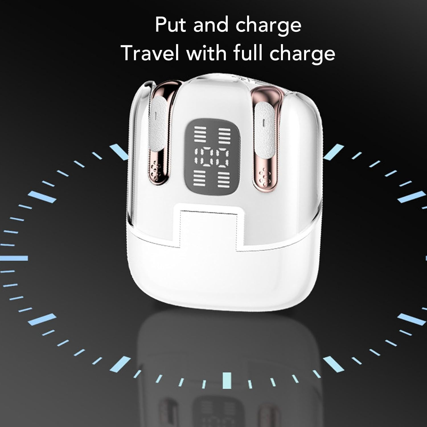 Jectse Two Pairs of Wireless Dual Touch Audio Earbuds, Pair Earphones with LED Display, Bluetooth 5.4 Deep Bass Sound in Ear Earphones, for Couples with Two People (White) image number 4